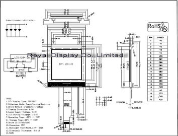 Moduł zasilacza 3,3 V COG LCD STN Positve 128 * 128 punktów Sterownik NT7541