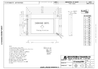 RYP240160A Niestandardowy graficzny moduł LCD RYP240160A Kąt widzenia zegara 6 O '