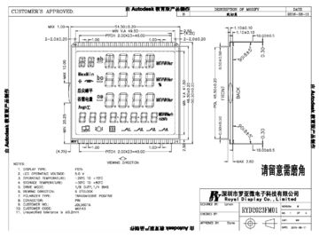 Dodatni monochromatyczny panel LCD FSTN o niskim zużyciu energii