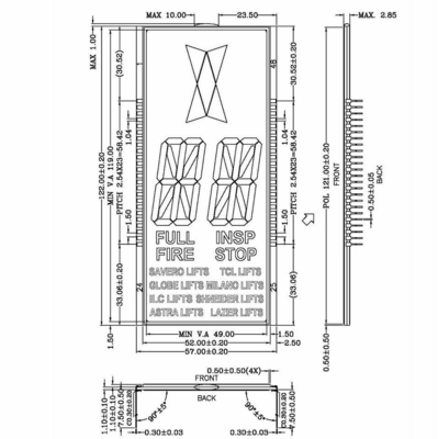 5-calowa winda 7-segmentowy monochromatyczny wyświetlacz LCD Stn ze złączem z podświetleniem