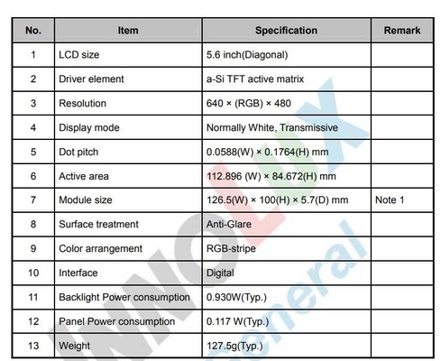 Innolux 5,6-calowy moduł TFT LCD 640*RGB*480 ekran cyfrowy AT056TN52