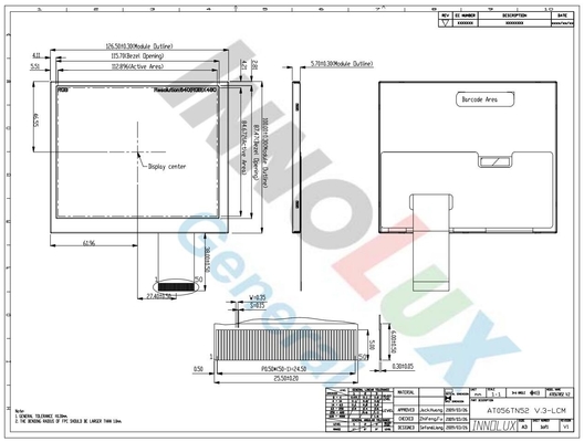 Innolux 5,6-calowy moduł TFT LCD 640*RGB*480 ekran cyfrowy AT056TN52
