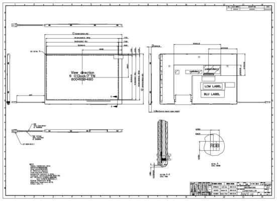 7-calowy wyświetlacz TFT INNOLUX LCD 800*RGB*480 WVGA 40 PIN Interfejs TTL