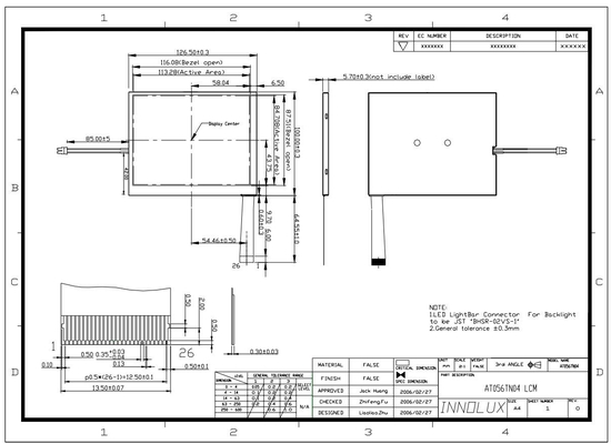 5.6 cali Innolux TFT LCD Panel 320*234 RGB At056tn04 Analogiczny ekran dotykowy