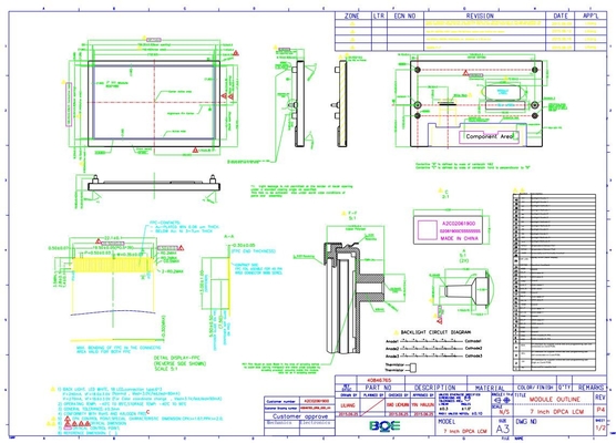 7-calowy moduł TFT LCD 800*480 RGB Boe AV070wvm-Nc1 Panel wyświetlania LCD