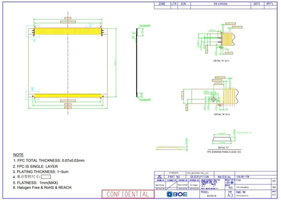 12.1 cali TFT LCD Panel Boe 800*600 RGB 800: 1 BA121S01-100 Ekstremalne warunki pogodowe