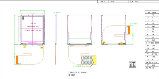 2.8'' IPS TFT LCD Module 240*320 RGB free view z wyświetlaczem ST7789V