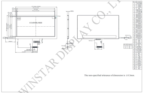 7.0'' TFT LCD Module 1024*RGB*600 16:9 interfejs LVDS wyświetlacz samochodowy Winstar zastąpić
