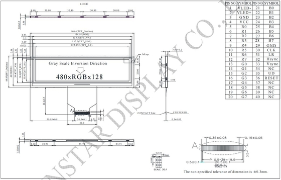 5.2' 480*RGB*128 TFT LCD Module Winstar WF52ATLASDNN0 zastąpić 6 godzin