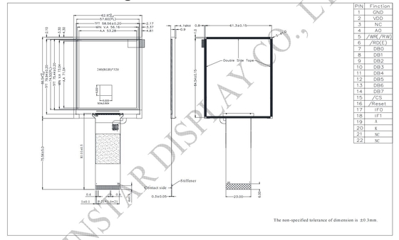 3.5' 240*320 szeroki moduł TFT LCD szeroki widok monoprzenośnik ST7511 IC
