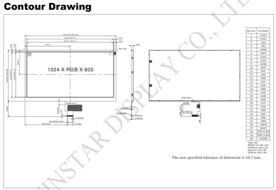 10.1'' 1024*RGB*600 TFT LCD Moduł 16:9 szerokopasmowy interfejs MIPI Wymiana Winstar