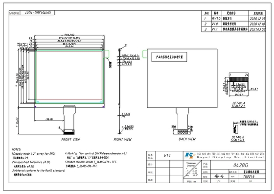 4.2'' Am EPD LCD Module 400*300 TFT Array I2c Interfejs dla ESL