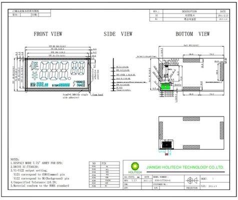 Hink 7,75' EPD Mono Color 3.0V z Tt30120 E-Paper Display 120 Segment Design