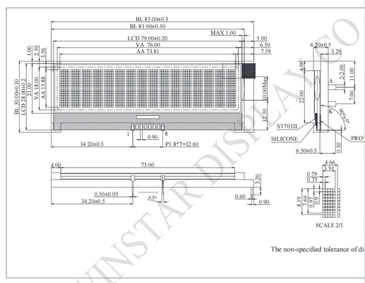 Moduł 16*2 znaków COG LCD 3.3V Monochrom I2C z dostosowalnym ST7032I