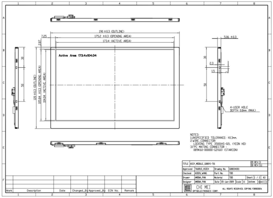 8' TFT LCD Display 800*480 RGB G080y1-T01 Chimei szeroka temperatura 6/8 bit