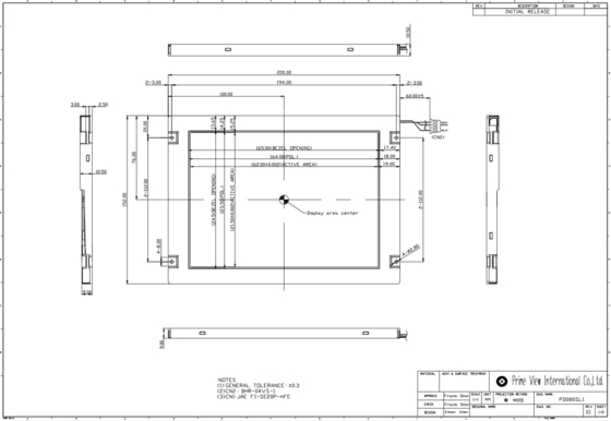 8' TFT LCD PD080SL1 PVI 800*600 RGB CCFL Industrial Touch Wide Temperature