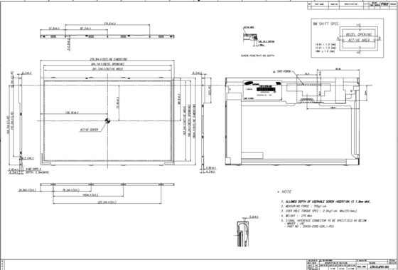 12.1'' Industrial TFT LCD 1280*800 RGB Samsung Monitor Display LTN121AP05-302 Wysoki kontrast