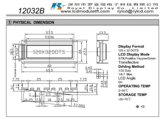 120*32 Moduł graficzny LCD Stn Pozytywny Żółty/Zielony Transflektywny Sbn1661 z podświetleniem 6h