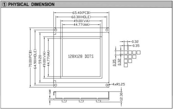 128*128 Graficzny moduł LCD FSTN z podświetleniem PCB T6963 szeroki ekran przemysłowy