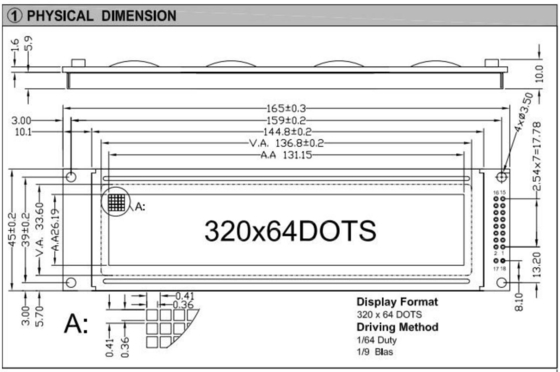 320*64 Stn Moduł graficzny LCD Duży rozmiar LC7981 Wyświetlacz przemysłowy z podświetleniem