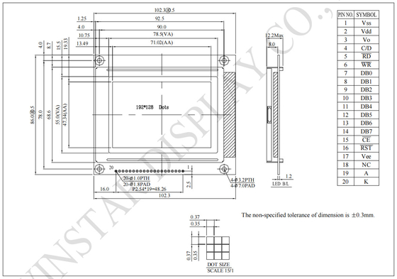 192*128 szeroka temperatura graficzna Winstar zastąpić RA6963 IC LCD Moduł
