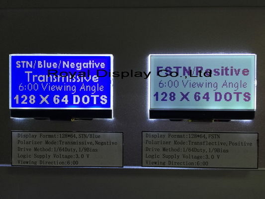 STN / Niebieski / Negatywna Rozdzielczość 128X64 45mA Podświetlenie Monochromatyczny wyświetlacz LCD do telefonu stacjonarnego