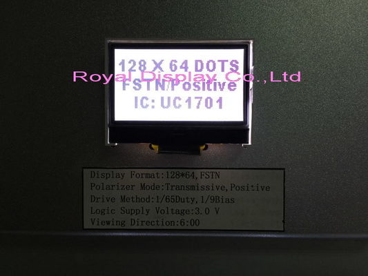 STN / Niebieski / Negatywna Rozdzielczość 128X64 45mA Podświetlenie Monochromatyczny wyświetlacz LCD do telefonu stacjonarnego