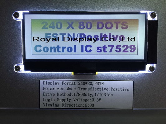 Niestandardowy wyświetlacz LCD FSTN / Stn 240X80 DOT 3,3 V z dodatnią transfleksją ST7529 Cog