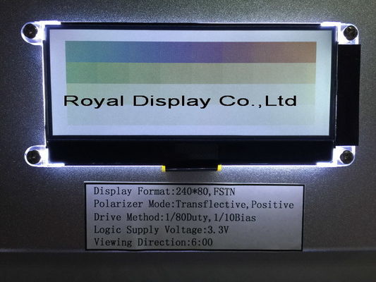 Niestandardowy wyświetlacz LCD FSTN / Stn 240X80 DOT 3,3 V z dodatnią transfleksją ST7529 Cog