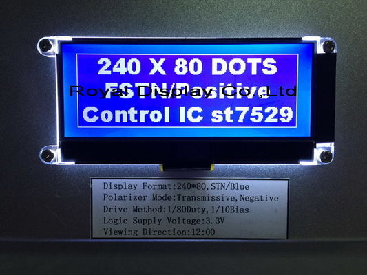 Niestandardowy wyświetlacz LCD FSTN / Stn 240X80 DOT 3,3 V z dodatnią transfleksją ST7529 Cog