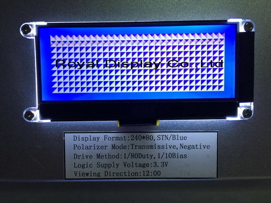 Niestandardowy wyświetlacz LCD FSTN / Stn 240X80 DOT 3,3 V z dodatnią transfleksją ST7529 Cog
