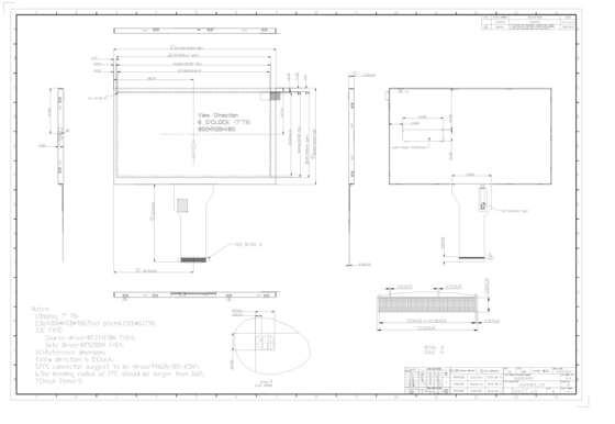 7 cali INNOLUX TFT LCD Module 800*RGB*480 Wyświetlacz Interfejs cyfrowy