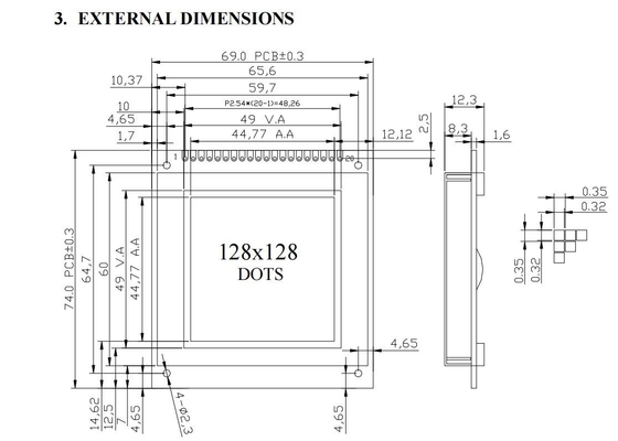 128*128 STN Moduł graficzny LCD szeroka temperatura T6963C 8080 MPU Interfejs 6H wyświetlacz