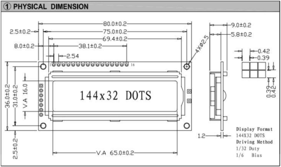 144*32 Moduł graficzny LCD z wyświetleniem przemysłowym ST7920/ST7921 LED