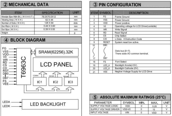 128*64 Moduł graficzny LCD STN T6963C Z podświetleniem przemysłowym Wyświetlacz monochromatyczny Dostosowywalny