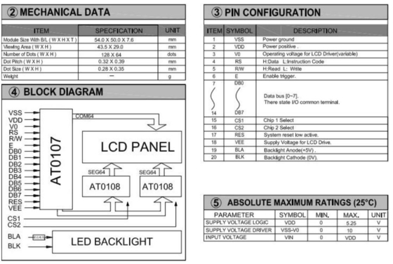 128*64 Moduł graficzny LCD FSTN 6H AT0108 AT0107 Z wyświetleniem przemysłowym o podświetleniu PCB LED
