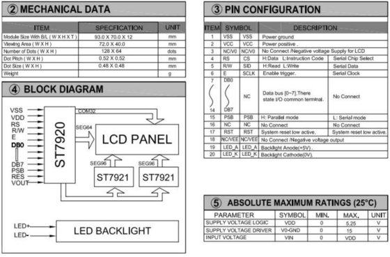 20PIN Konektor 128*64 Moduł graficzny LCD Monochromatyczny STN Kolor opcjonalny Z podświetleniem