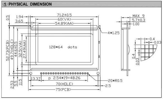 128*64 Moduł graficzny LCD Monochromatyczny STN Kolor opcjonalny ST7920/ST7921 Z podświetlanym wyświetleniem przemysłowym