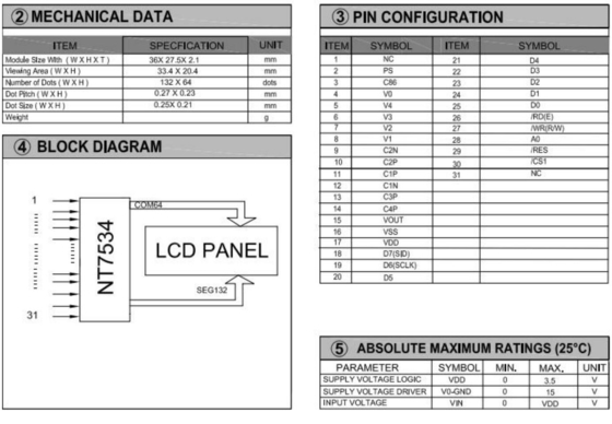 132*64 Moduł graficzny LCD FSTN NT7534 Konektor FPC Wyświetlacz przemysłowy 3.5v