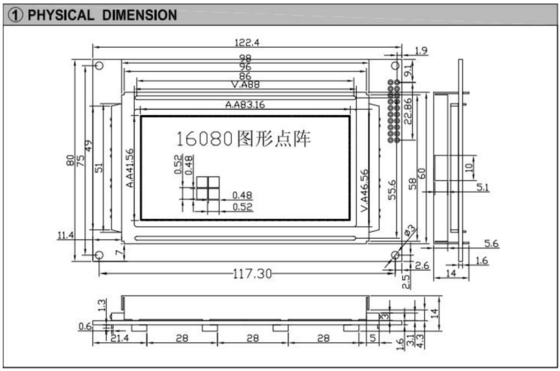 160*80 Moduł graficzny LCD FSTN LC7981 5.25v Z tylnym światłem szerokotemperaturowym wyświetlaczem przemysłowym