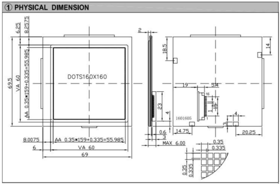 160*160 Moduł graficzny LCD FSTN 6H 12H NT7701 Z podświetleniem o szerokiej temperaturze