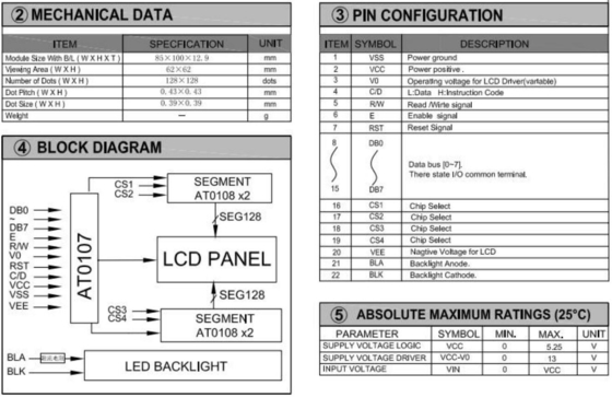 128*128 Graficzny moduł LCD FSTN monochromatyczny AT0107 22 Pin Industrial Display