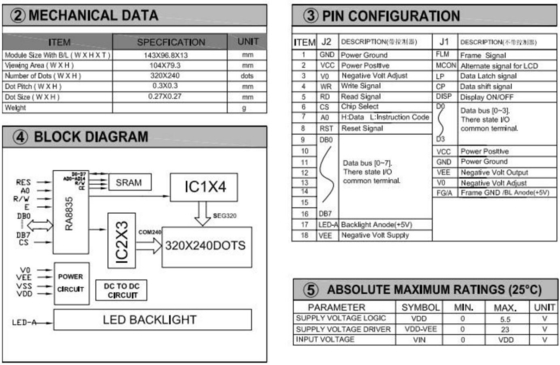 320*240 FSTN Moduł graficzny LCD RA8835 6H Wysokotemperaturowy wyświetlacz przemysłowy