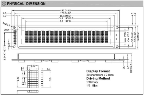 20*2 2002 Moduł LCD o postaci Duży wyświetlacz przemysłowy o szerokiej temperaturze