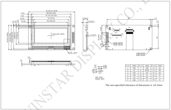 256*128 Moduł graficzny LCD o szerokiej temperaturze Winstar 100% Zastąpić wyświetlacz przemysłowy