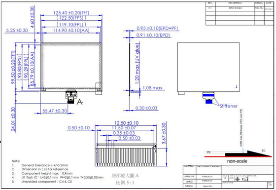 5.65'7 Kolor EPD 600*448 Odblaskowy papier elektroniczny Wyświetlacz EPD Moduł oryginalny