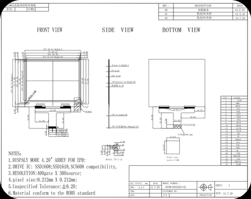 HINK 4.2' 400*300 SSD1608 MCU interfejs wyświetlacz elektroniczny papierowy EPD