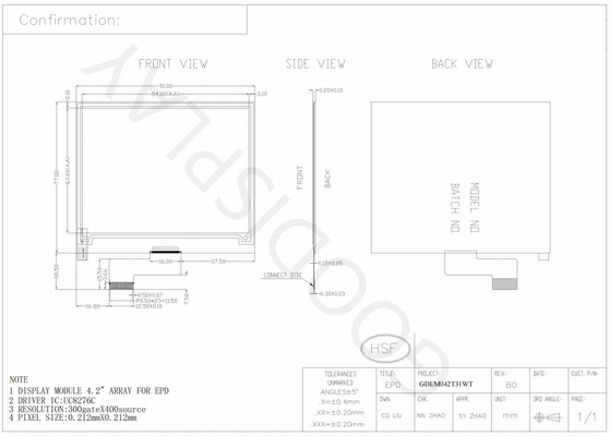 4.2' 300*400 Monochromatyczny czarno-biały wyświetlacz papieru elektronicznego EPD