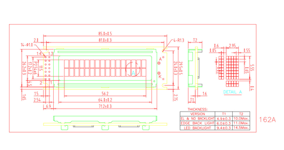Moduł LCD o charakterze 16*2 TN STN z wykorzystaniem przemysłowym PCB