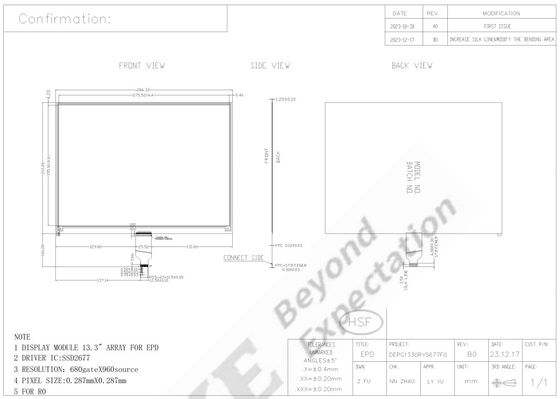 13.3' 4 kolor 960*680 Moduł wyświetlacza papieru elektronicznego 1500 nit
